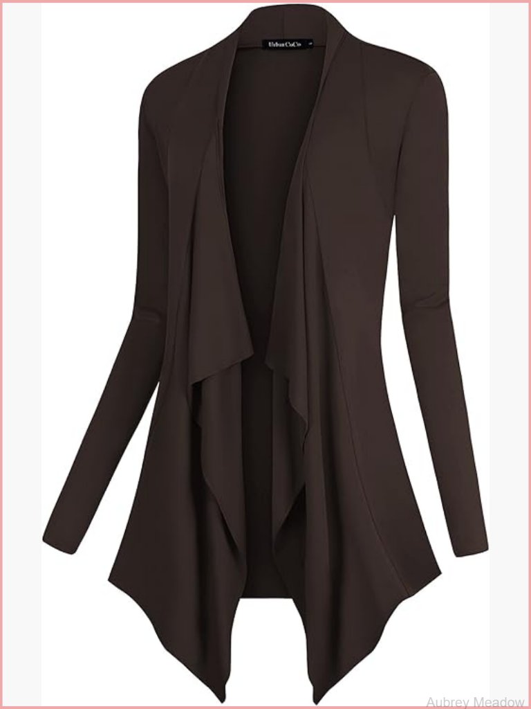 Drape Front Open Cardigan Long Sleeve Irregular Hem Women Sweater